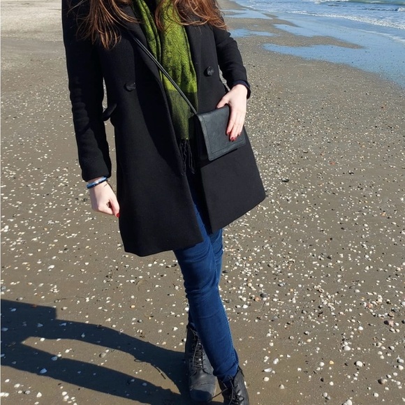 Mango Casual Black Wool Blend Coat S - Picture 8 of 8